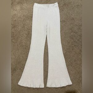 Madewell Ribbed Pull On Flare Pants Heather Summer Dune High Waist NM352 Women L